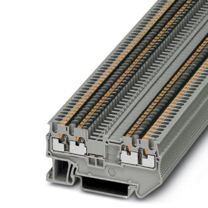 Phoenix Contact Multi-Conductor Terminal Block; PT 1.5/S-QUATTRO-U; 15A; 600V; 1-Level; #26 - #14; Push-In Connection; Gray